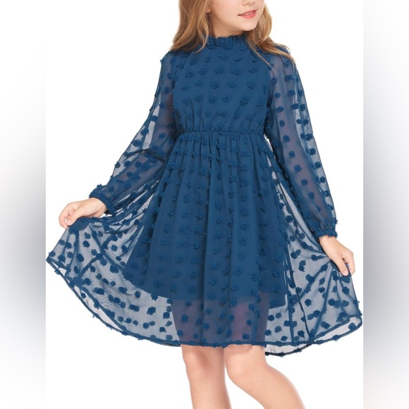 Other - NWT Girls Swiss Dot Flared Sleeve Ruffle Collar Dress Size 12